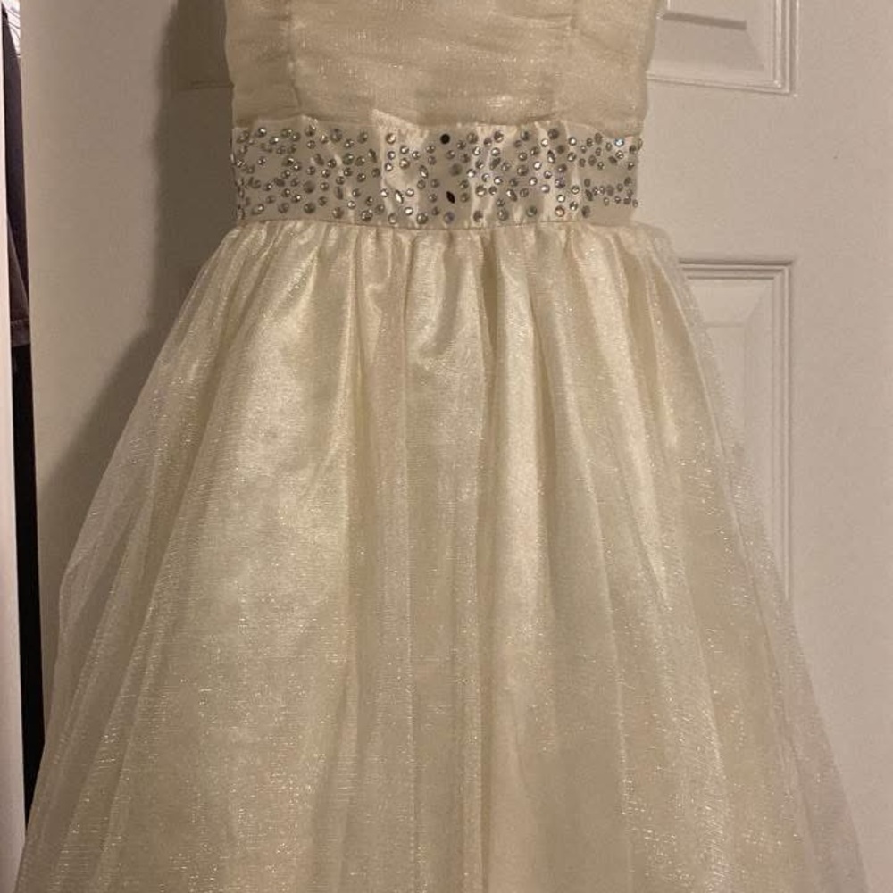 Cream Strapless Embellished Gown for Brides
